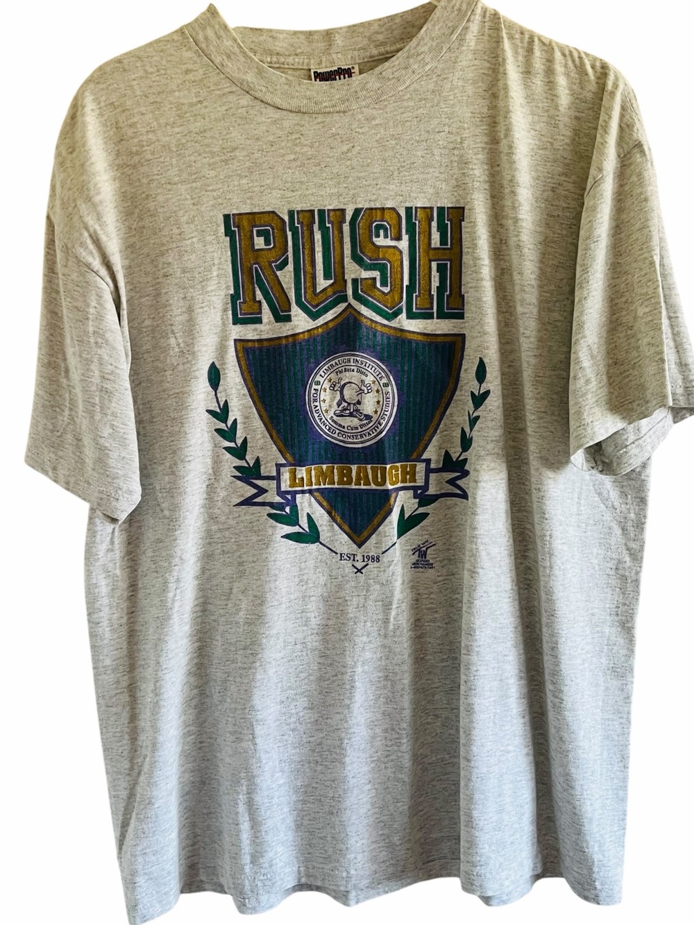 Vintage Rush Limbaugh Institute Gray Single Stitch PowerPro Shirt